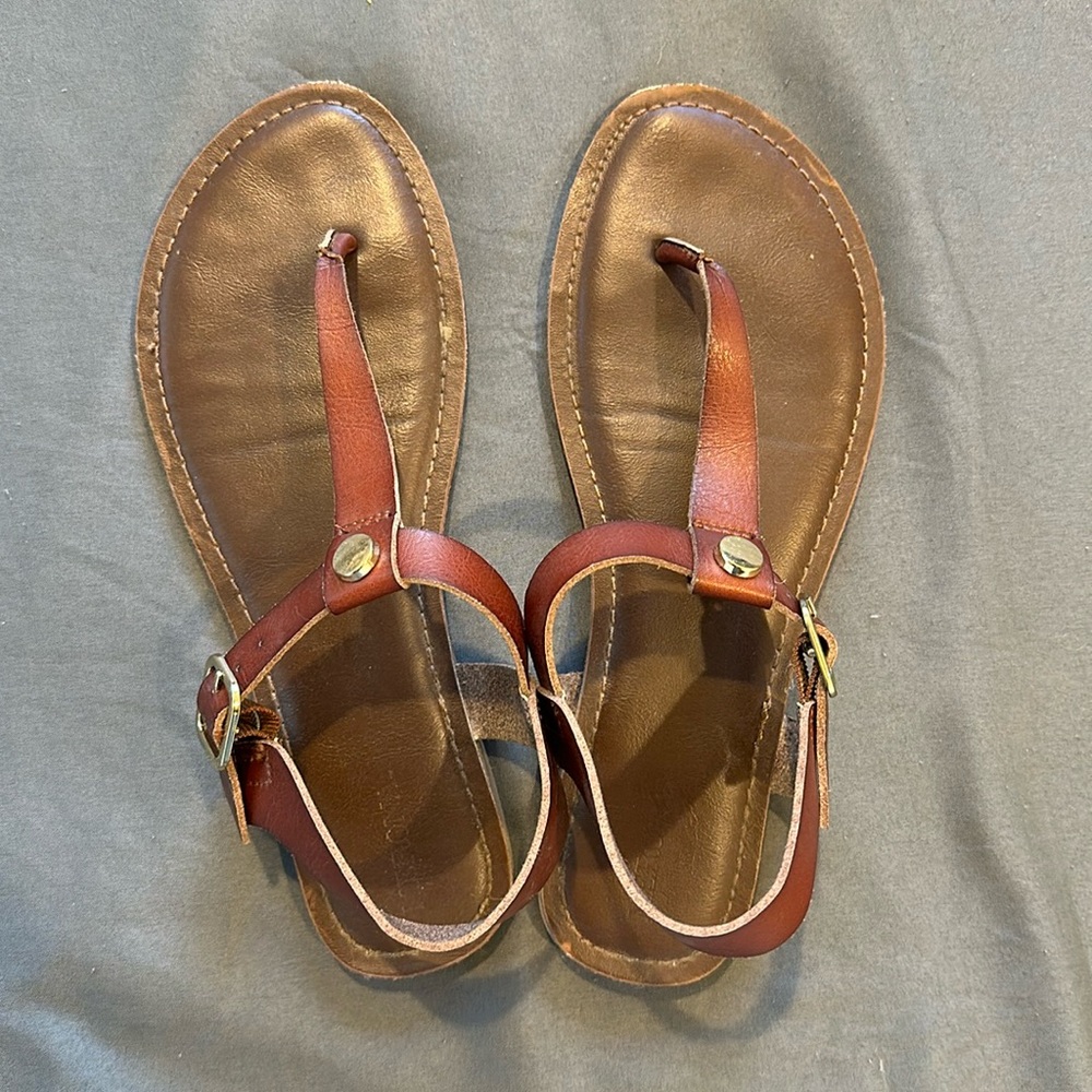 Dark brown summer sandals, women, size 8.5
